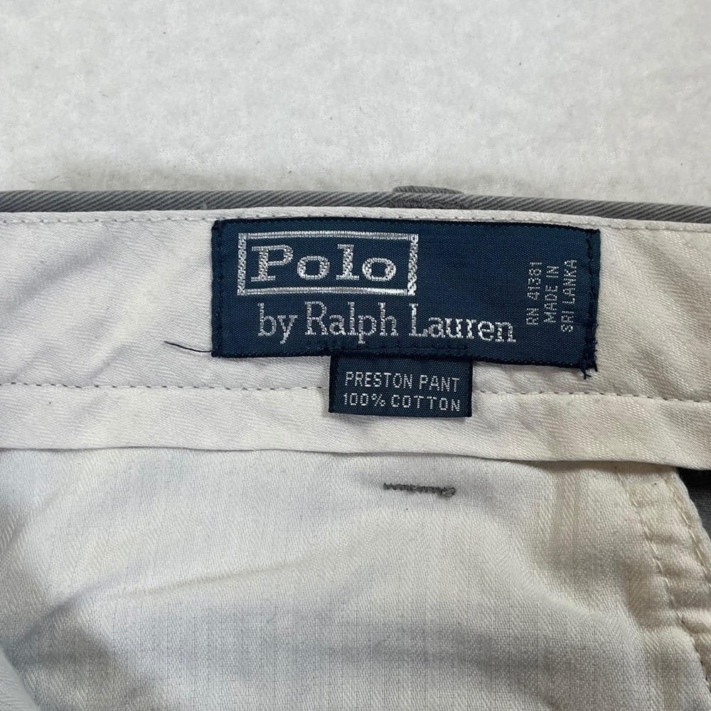 Vintage 90s Polo Ralph Lauren Preston Pant Gray Chino Classic Preppy 36x34 - Picture 3 of 11